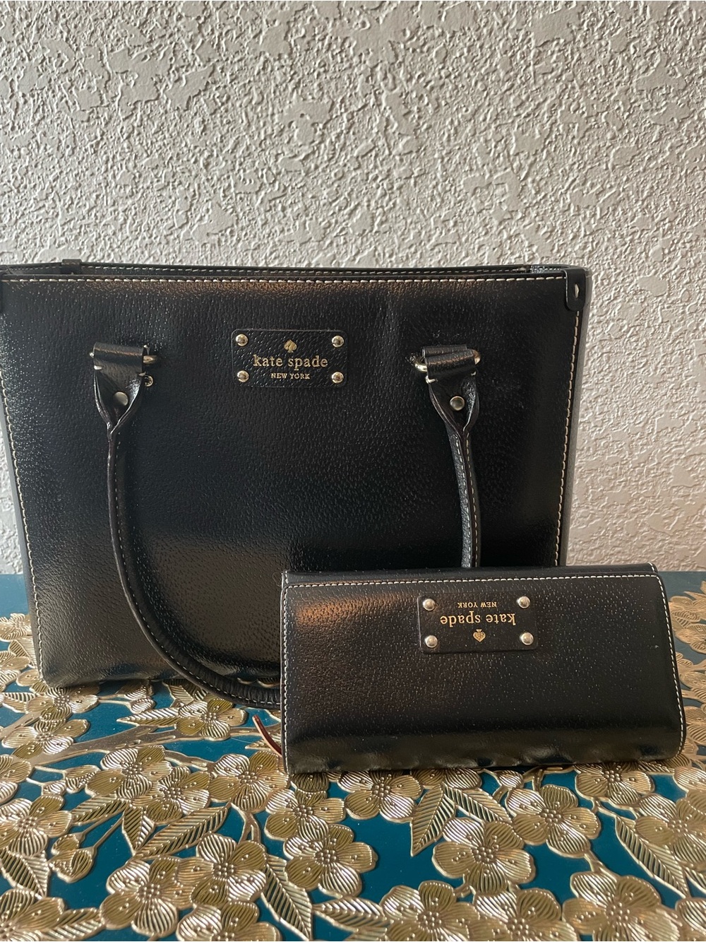 Kate Spade Black Leather Purse with Matching Wallet